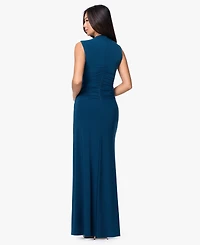 Betsy & Adam Women's Mock Neck Ruched Dress