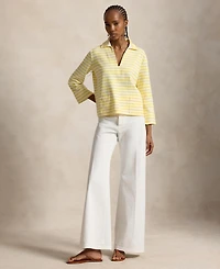 Polo Ralph Lauren Women's Striped Split-Placket Mariner Pull-On T-Shirt