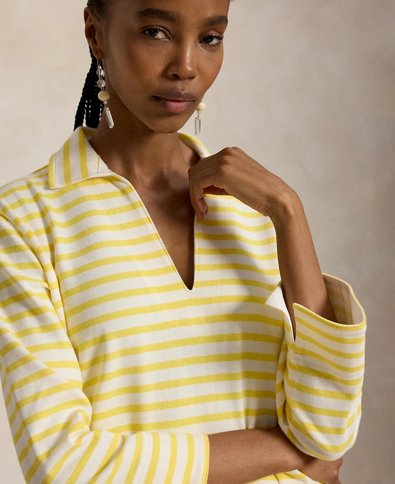 Polo Ralph Lauren Women's Striped Split-Placket Mariner Pull-On T-Shirt