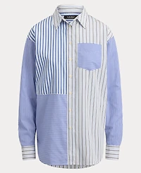 Lauren Ralph Women's Spread Collar Striped Broadcloth Shirt
