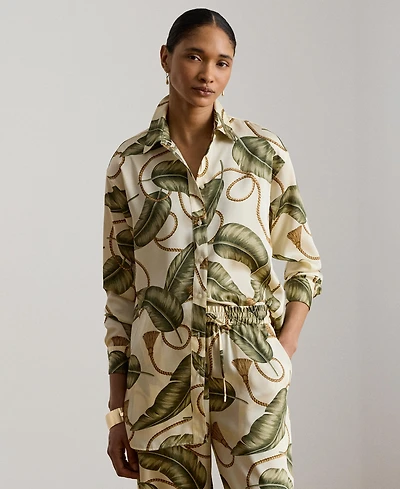 Lauren Ralph Women's Point Collar Rope-Print Twill Shirt
