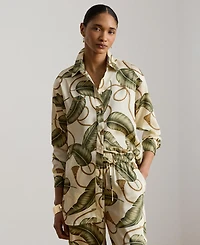 Lauren Ralph Women's Point Collar Rope-Print Twill Shirt