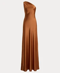 Lauren Ralph Satin Charmeuse One-Shoulder Gown