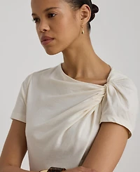 Lauren Ralph Women's Straight-Fit Twist-Neck T-Shirt