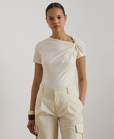 Lauren Ralph Women's Straight-Fit Twist-Neck T-Shirt