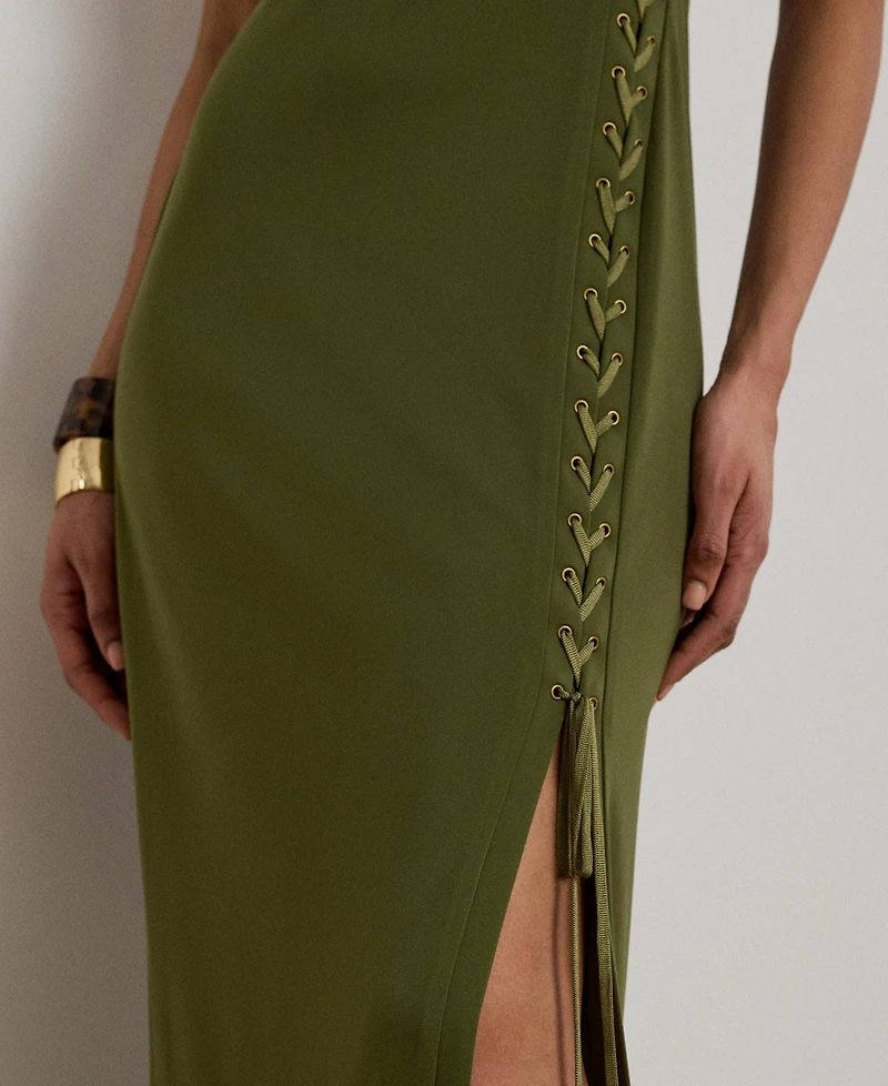Lauren Ralph Lace-Up Jersey Sleeveless Gown
