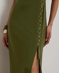 Lauren Ralph Lace-Up Jersey Sleeveless Gown