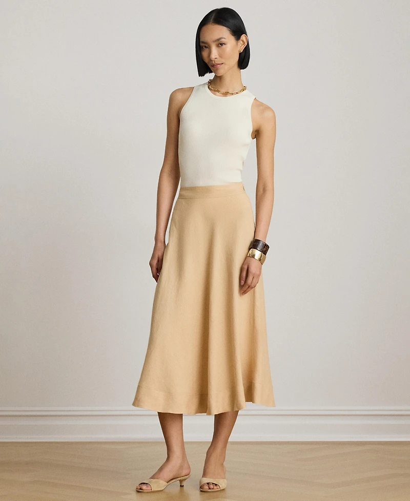Lauren Ralph Women's Linen A-Line Midi Skirt