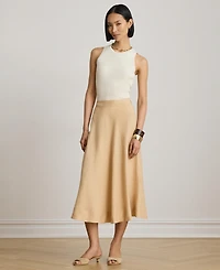 Lauren Ralph Women's Linen A-Line Midi Skirt