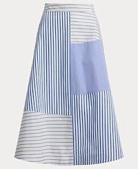 Lauren Ralph Women's Patchwork Striped Broadcloth Midi A-Line Skirt