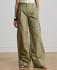 Lauren Ralph Women's High-Rise Pleated Wide-Leg Cargo Pants