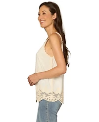 Democracy Women's Scallop Edge Hem Woven Tank Top