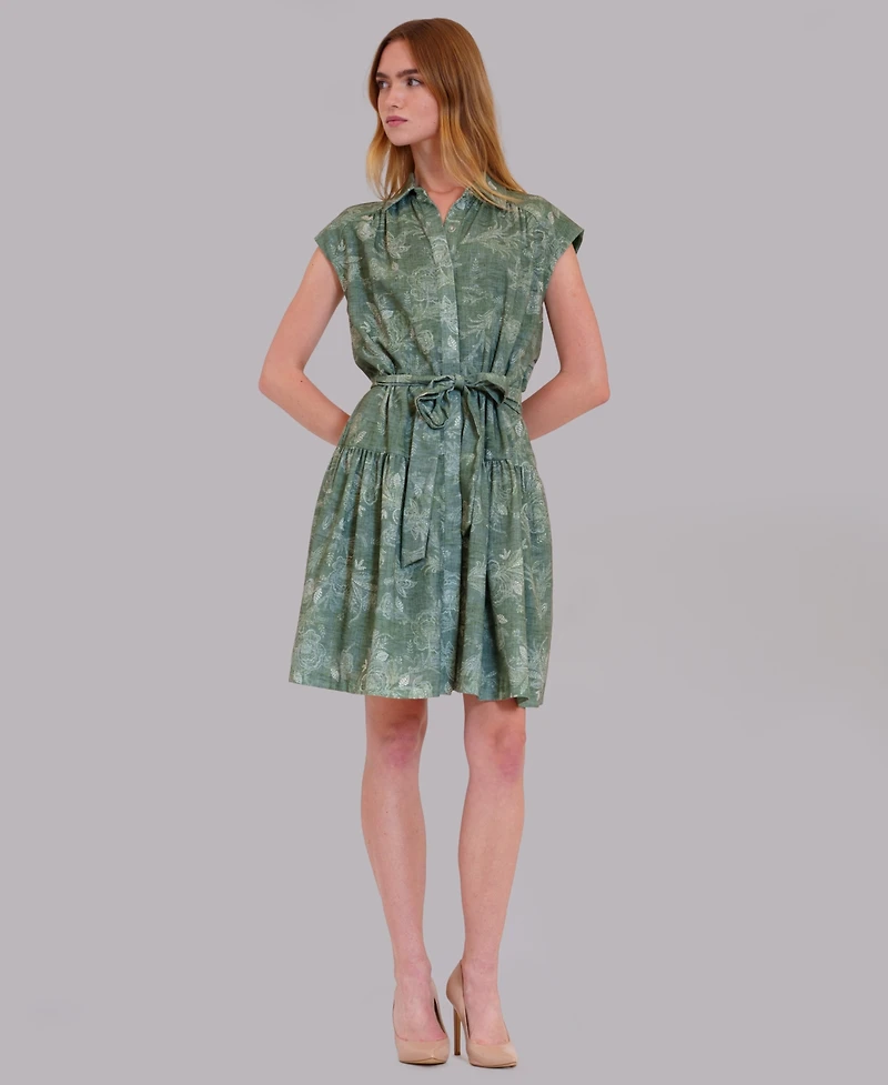 julia jordan Women's Printed Collared Neck Shirt Dress