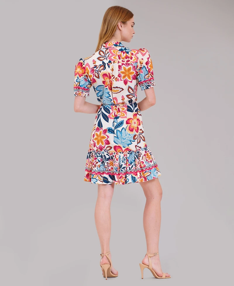 julia jordan Women's Printed Collared Neck Shirt Dress