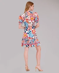 julia jordan Women's Printed Collared Neck Shirt Dress