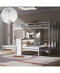 Streamdale Furniture Twin Bunk Bed with Desk, Shelves and Lamp