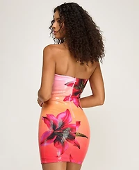 Seni & Cade Women's Tropical Floral Sequin Strapless Mini Dress