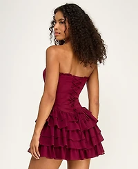 Seni & Cade Juniors' Strapless Tiered Ruffle Mini Dress
