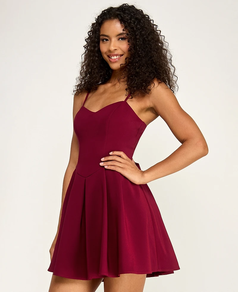 City Studios Juniors' Sweetheart Neck Spaghetti Strap Mini Dress