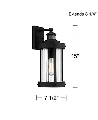 John Timberland Stan Industrial Outdoor Wall Light Fixtures Set of 2 Textured Motion Sensor Clear Glass for Exterior Barn