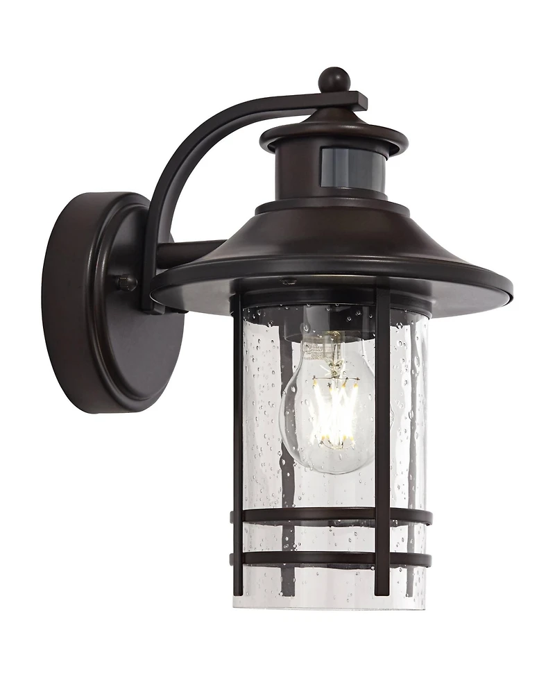 John Timberland Habitat Rustic Industrial Outdoor Wall Light Fixtures Set of 2 Bronze Dusk to Dawn Motion Sensor 11 Seedy Glass for Exterior