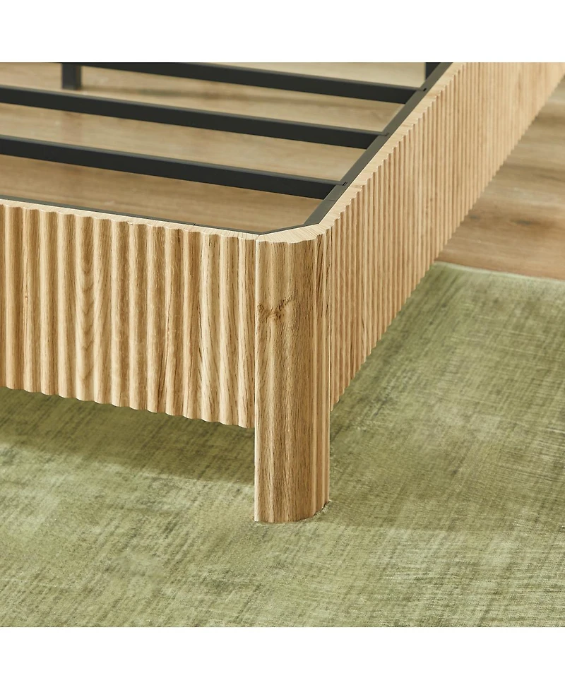 Streamdale Furniture King Size Wooden corrugated curved lines, No Box Spring Needed