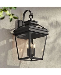 John Timberland Stratton Street High Traditional Outdoor Wall Light Fixture Mount Porch House Lantern Edison Bulb Glass Shade