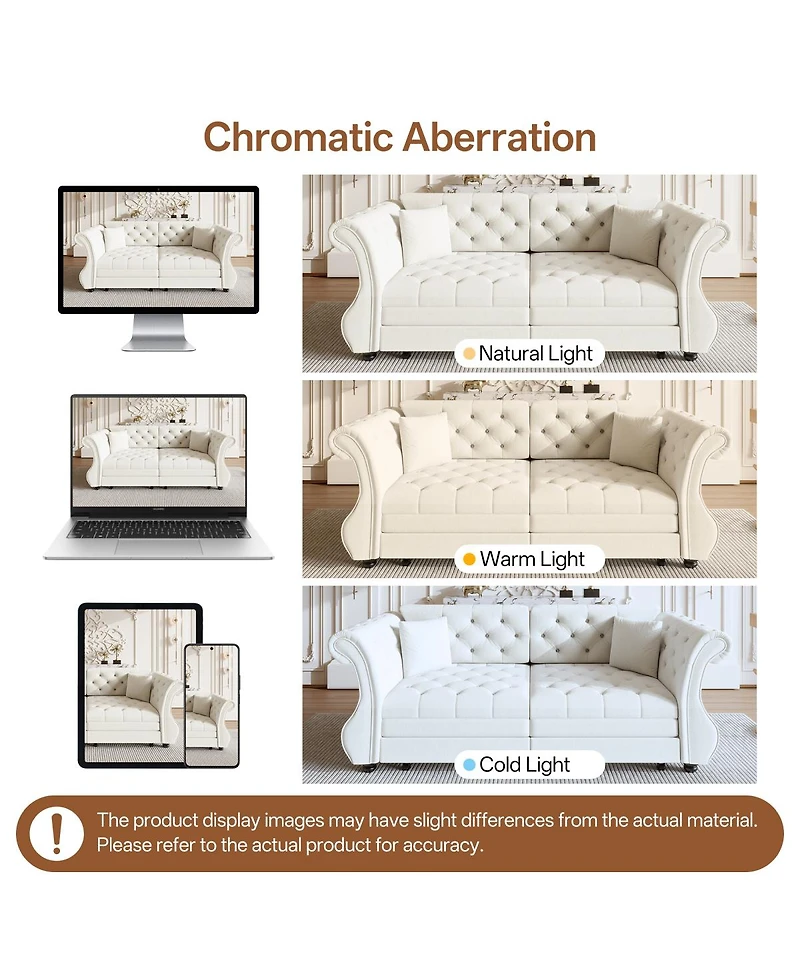 Streamdale Furniture Oversized Chesterfield Pull Out Sofa Bed, Velvet Couch