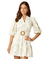 Adrianna Women's Puff-Sleeve V-Neck Dress