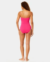 Anne Cole Women's Belted Bandeau Neck Strapless One-Piece Swimsuit