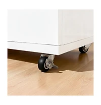Flynama Modern 5 Drawer Dresser Wood Fabric Drawers Cabinet with Rattan Details