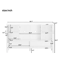 Rainsken 55" Modern Wood 4 Door Buffet Sideboard with Open Shelf