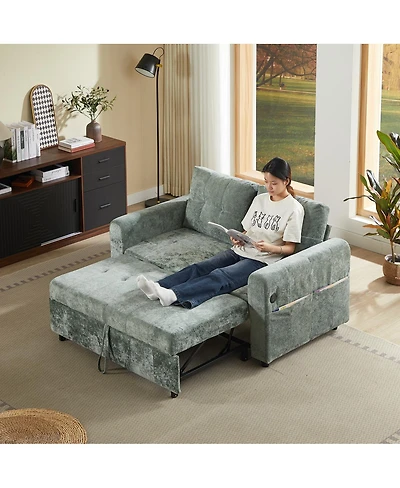 Streamdale Furniture Loveseat Sleeper Sofa with Usb Ports and Pillows