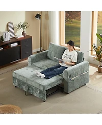 Streamdale Furniture Loveseat Sleeper Sofa with Usb Ports and Pillows