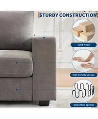 89" Versatile Contemporary Sectional Sofa Chenille Fabric for Two with Usb Charging Port and Side Storage Pocket, Cover Removable