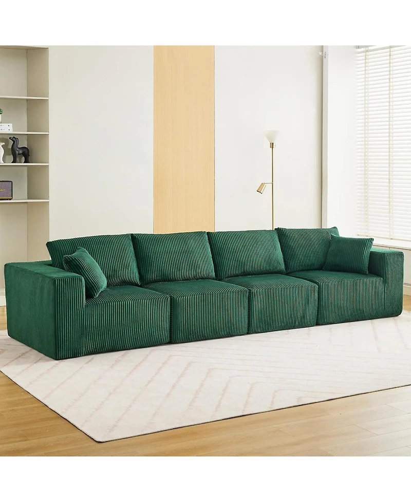 gaomon 137" Sectional Couch Cloud Modular Modern Linear Sofa with Chaise Lounge, Corduroy Fabric, No Assembly Required