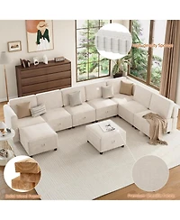 gaomon 9-Seat L-Shaped Sectional Sofa, Modular Design with Removable Storage Ottoman, Convertible Sleeper Couch for Living Room, Bedroom