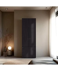 Flynama Wengue 66.9inch 3-Door Armoire with 4 Shelves Bedroom Vertical Storage Cabinet
