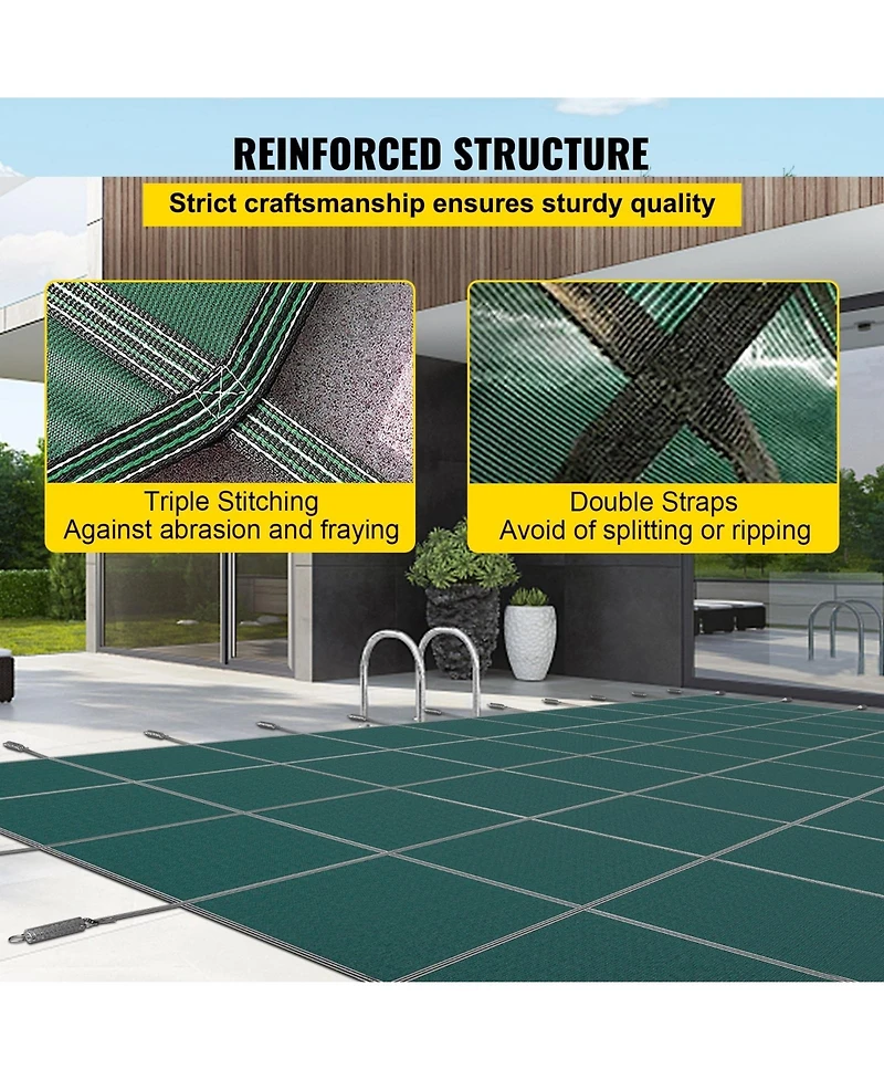 Sugift 16x40ft Pool Safety Cover Mesh with Drainage Holes Winter Cover