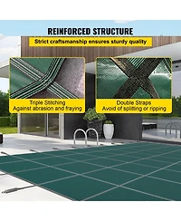 Sugift 16x40ft Pool Safety Cover Mesh with Drainage Holes Winter Cover