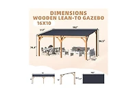 Aecojoy 16' x 10' Outdoor Wooden Gazebo, Patio Lean to Hardtop Pergolas and Gazebos