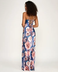Emerald Sundae Women's Printed Sweetheart Neck Gown