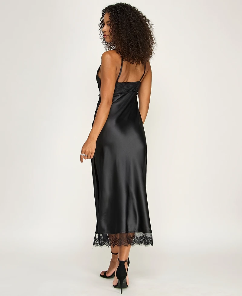 Emerald Sundae Women's V-Neck Lace Slip Dress