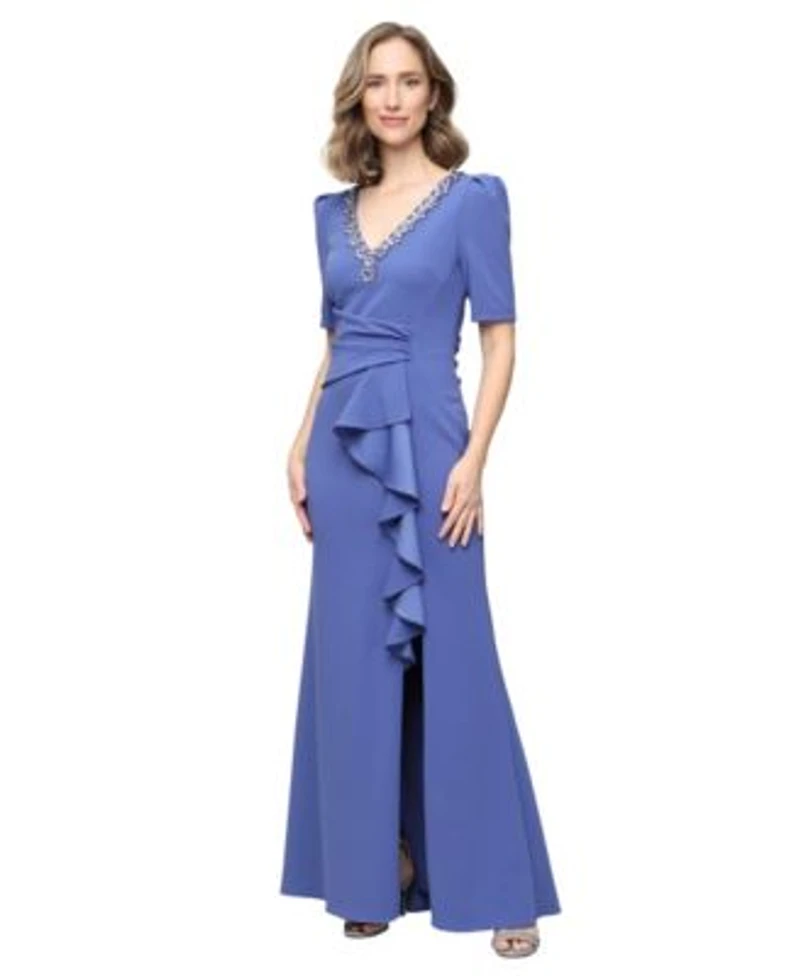 Alex Evenings Womens Embellished V Neck Ball Gown