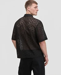 Mode of One Men's Floral Lace Relaxed-Fit Camp Shirt, Macy's Exclusive