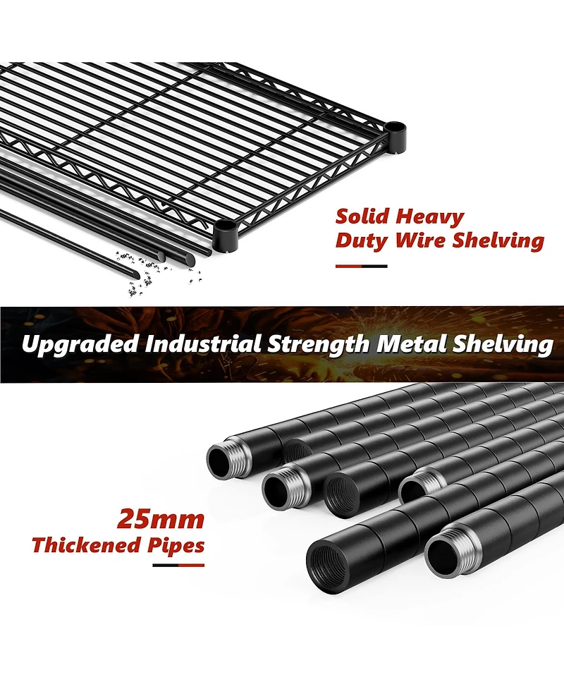 Yigii 1200LBS Heavy Duty 5 Tier Metal Shelving Adjustable Garage Storage Shelves Chrome