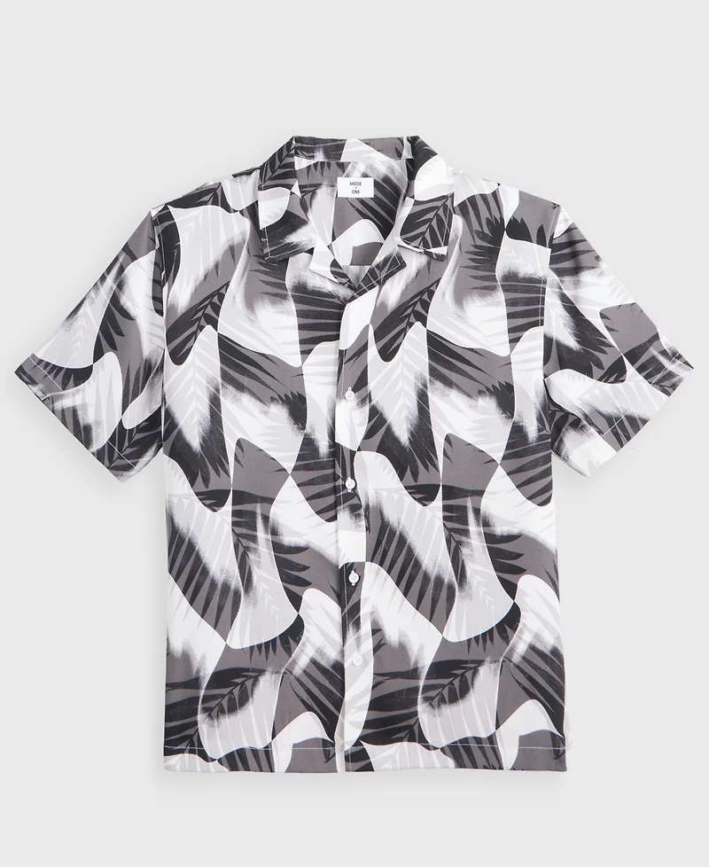Mode of One Men's Groove Palm Relaxed-Fit Camp Shirt, Macy's Exclusive