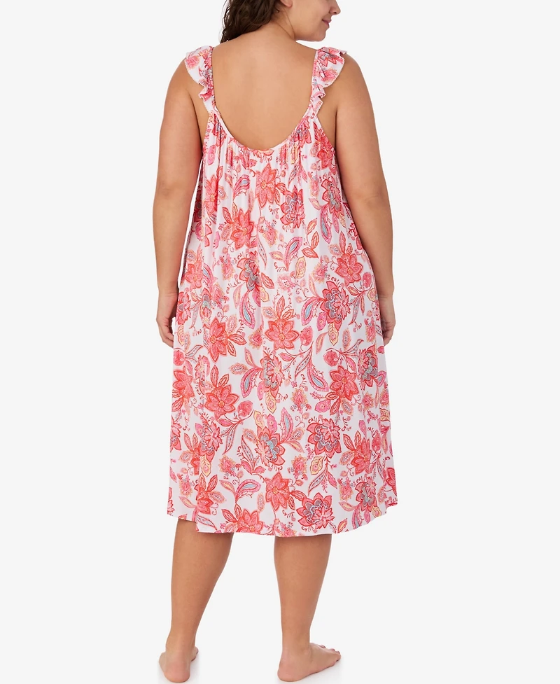 Ellen Tracy Plus Sleeveless Midi Nightgown