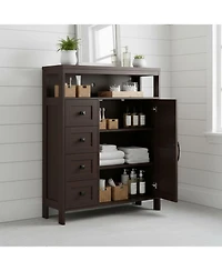 Yigii Farmhouse Storage Cabinet 2 Doors Shelves Rustic Buffet Sideboard for Kitchen Living Room Bathroom