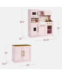 Best Choice Products Deluxe Pretend Play Kitchen with Island, Espresso Machine Version